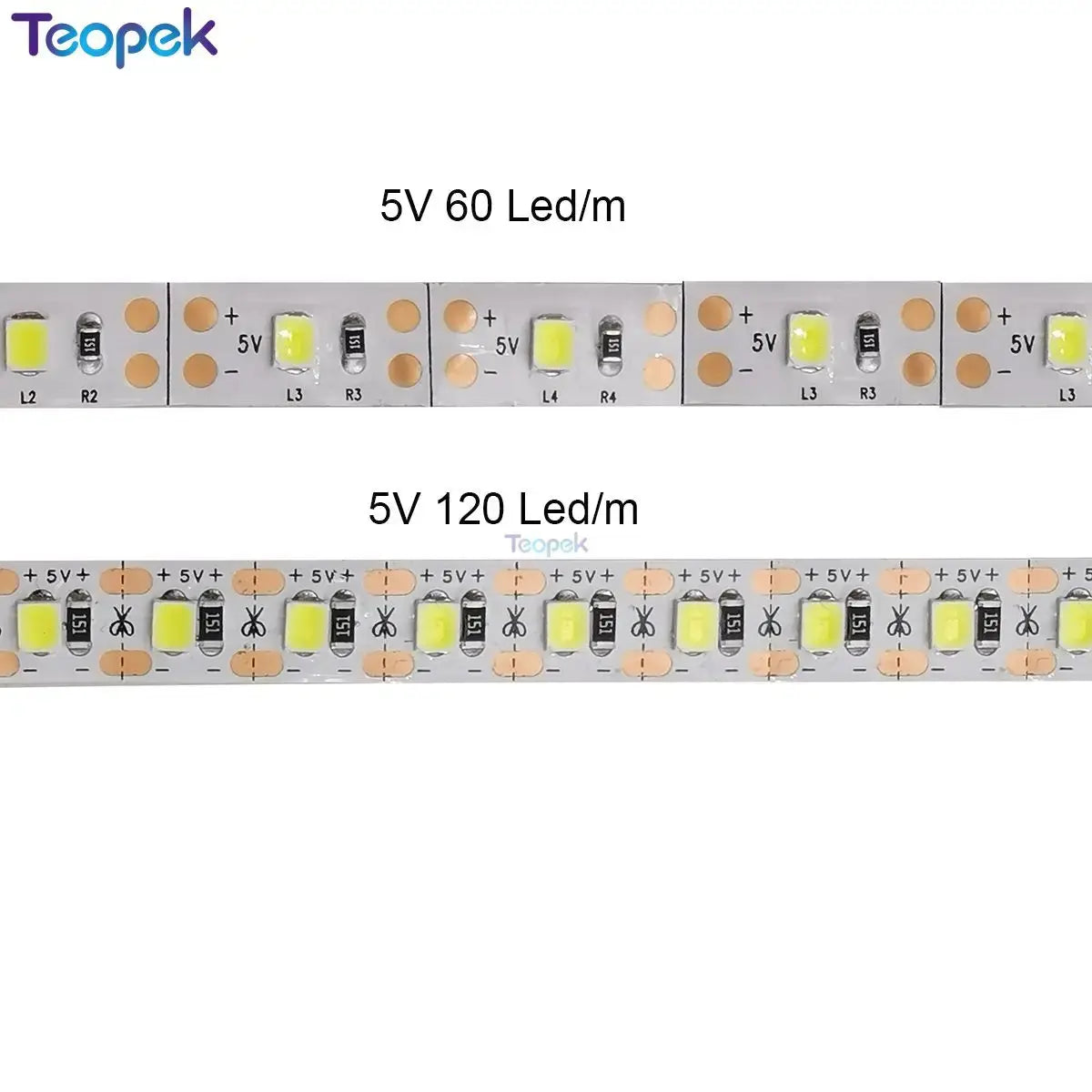 DC5V 2835 300 or 600Leds Warm White 3000k Neutral white 4500k White 6500k Flexible LED Strip 5M/roll