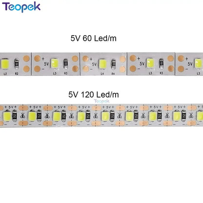 DC5V 2835 300 or 600Leds Warm White 3000k Neutral white 4500k White 6500k Flexible LED Strip 5M/roll