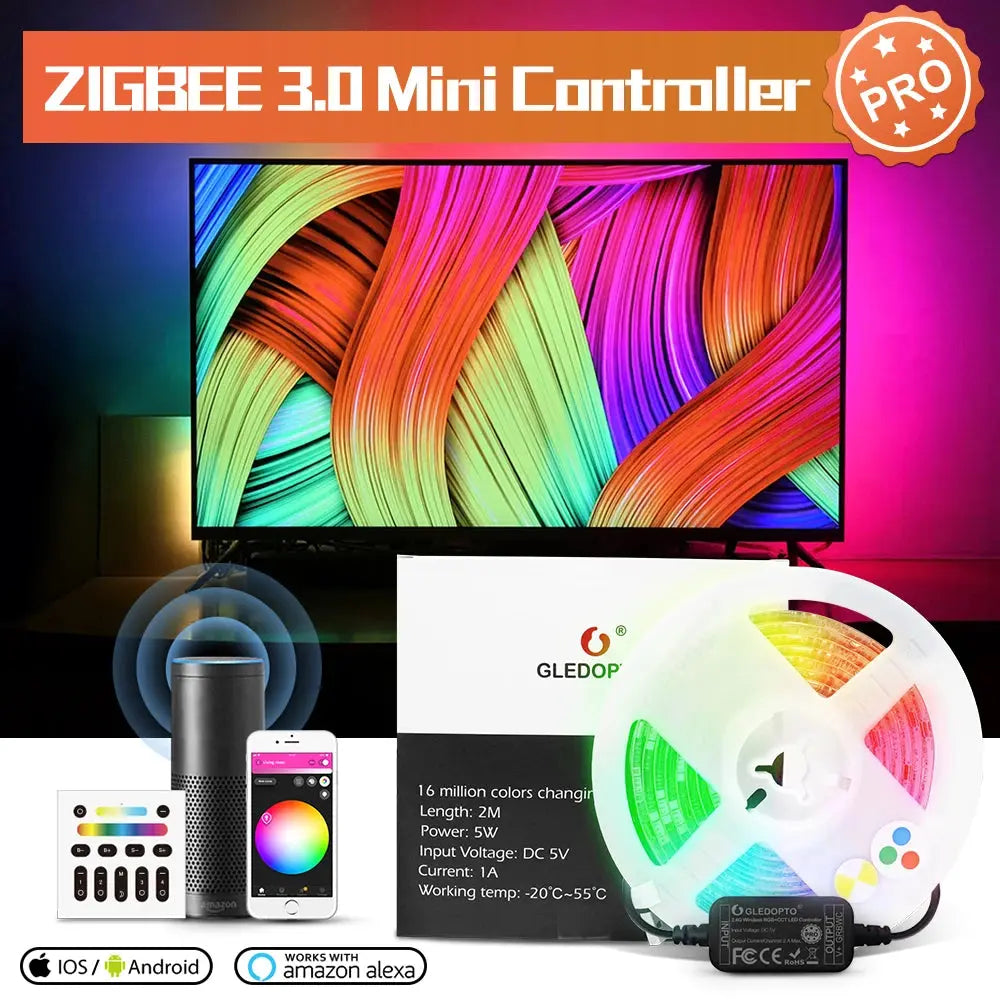 Kit ZigBee 3.0 Smart TV Strip – Contrôleur Pro Mini USB 5V RGBCCT