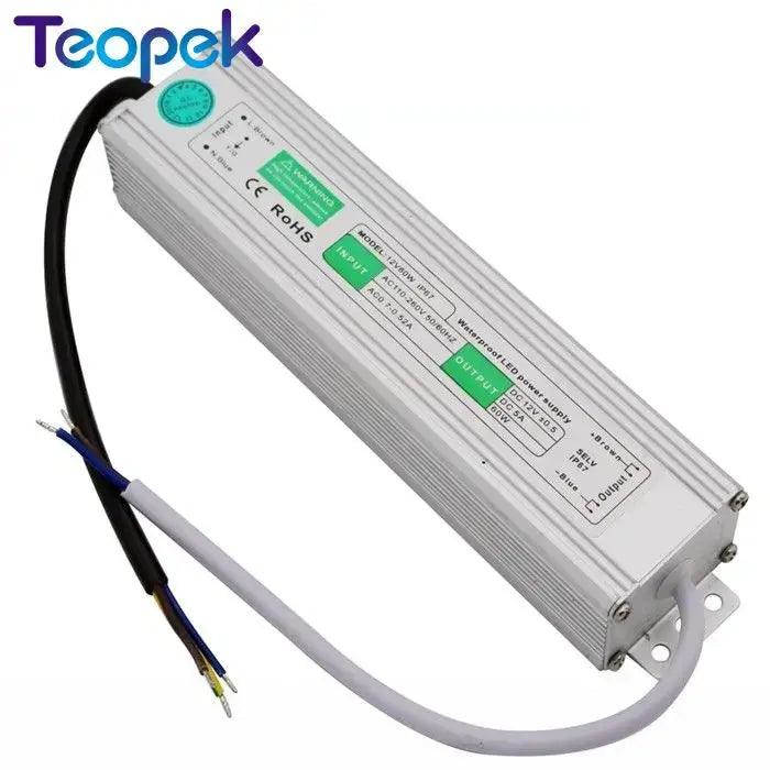 Input AC100-260V Output DC12V 5A 60W IP67 Waterproof LED Driver Power Supply Adapter For Outdoor Use