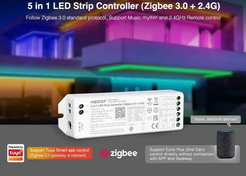 Contrôleur LED Miboxer Zigbee 3.0+2.4G ZL5 – 5 en 1 avec Contrôle Musical