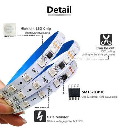 Ruban LED RGB Adressable 60 LED/m,5050 Pixel  24V