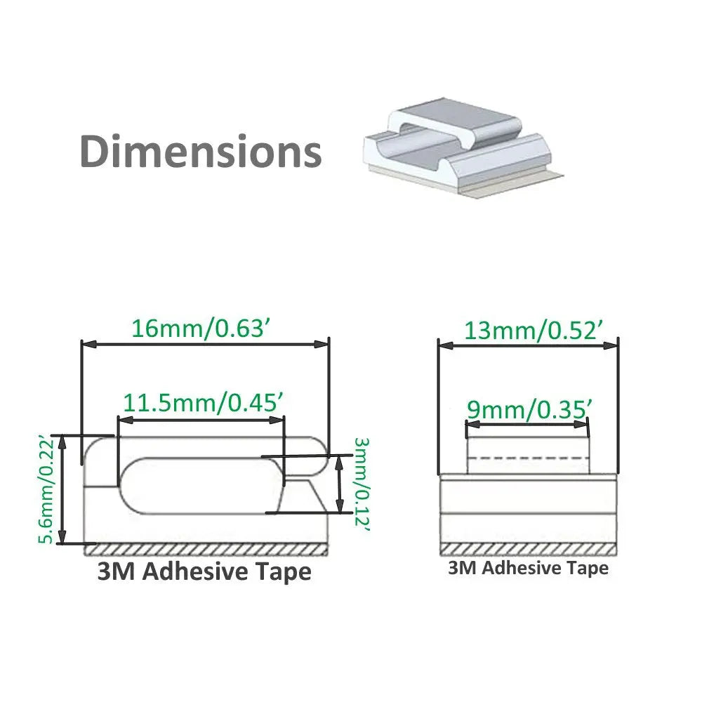 50pcs Self-adhesive Wire Bundle Holder Tie Mount Clip for 10mm wide Fix LED Strip lights Connector Tie Mount Suitable