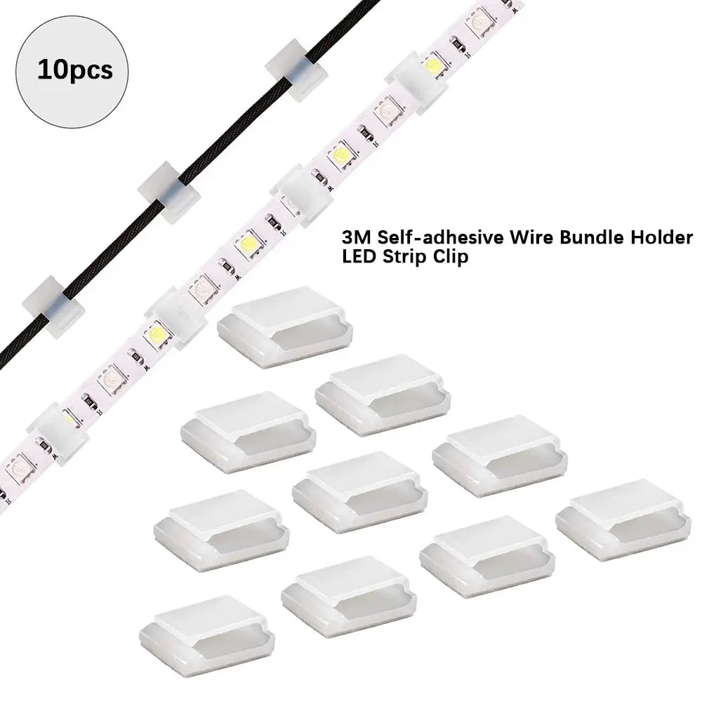 50pcs Self-adhesive Wire Bundle Holder Tie Mount Clip for 10mm wide Fix LED Strip lights Connector Tie Mount Suitable