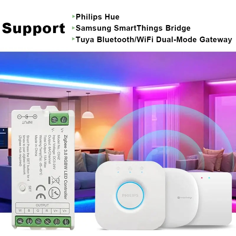 Zigbee 3.0 WiFi LED Controller CCT RGB RGBW RGBCCT LED Strip Tuya Gateway Hue Bridge Smart Things Voice Control DC5V-24V